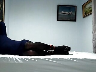 DAISY HOGTIED IN TIGHT DARK BLUE DRESS