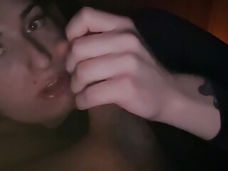 Sexy ts giving daddy a blow job